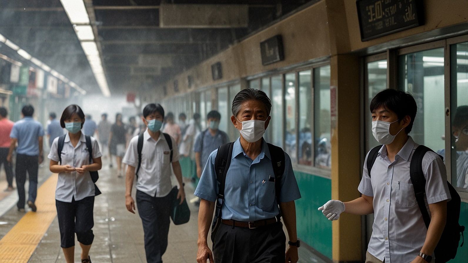 Tokyo commuters battle 42°C heatwave with umbrellas and mist fans, as Japan faces record temperatures and 1,200 heatstroke cases in climate emergency.
